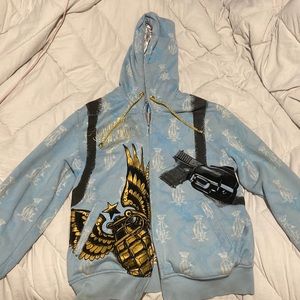 Christian Audigier x Ed Hardy mens reversible zip up hoodie, size: medium, rare,